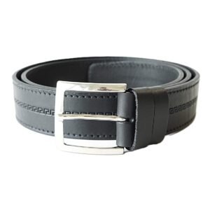 Juodas odinis vyriškas diržas prie džinsų su raštu 4 cm - Vilnius Fashion Belts