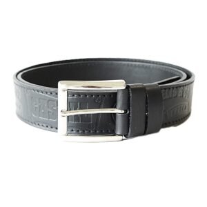 Juodas odinis vyriškas diržas prie džinsų su raštu 4 cm - Vilnius Fashion Belts