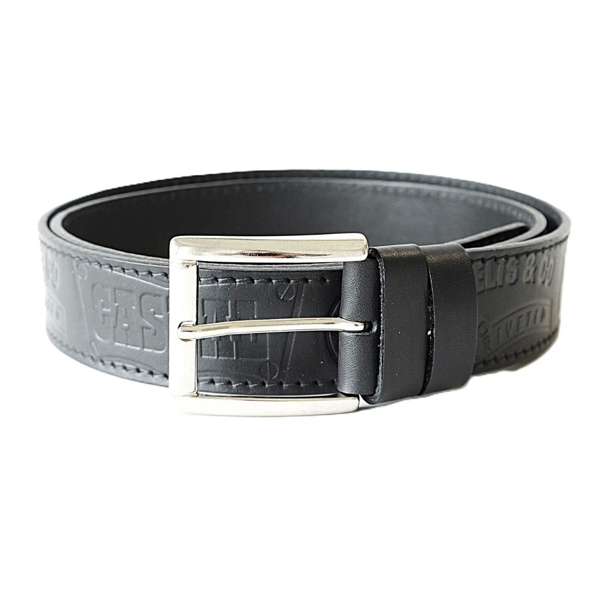 Juodas odinis vyriškas diržas prie džinsų su raštu 4 cm - Vilnius Fashion Belts