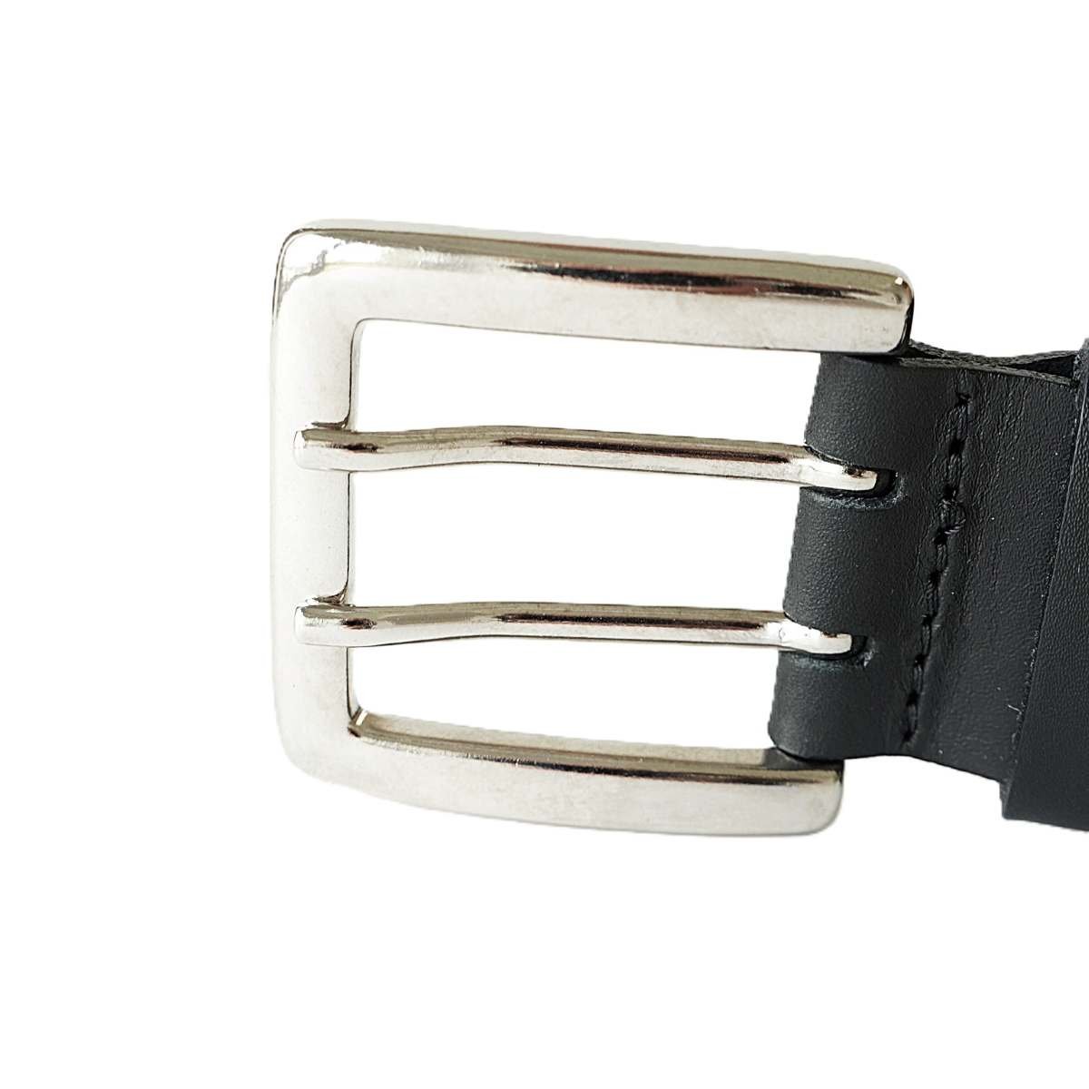 Juodas odinis vyriškas diržas prie džinsų su raštu 4 cm - Vilnius Fashion Belts - sagtis