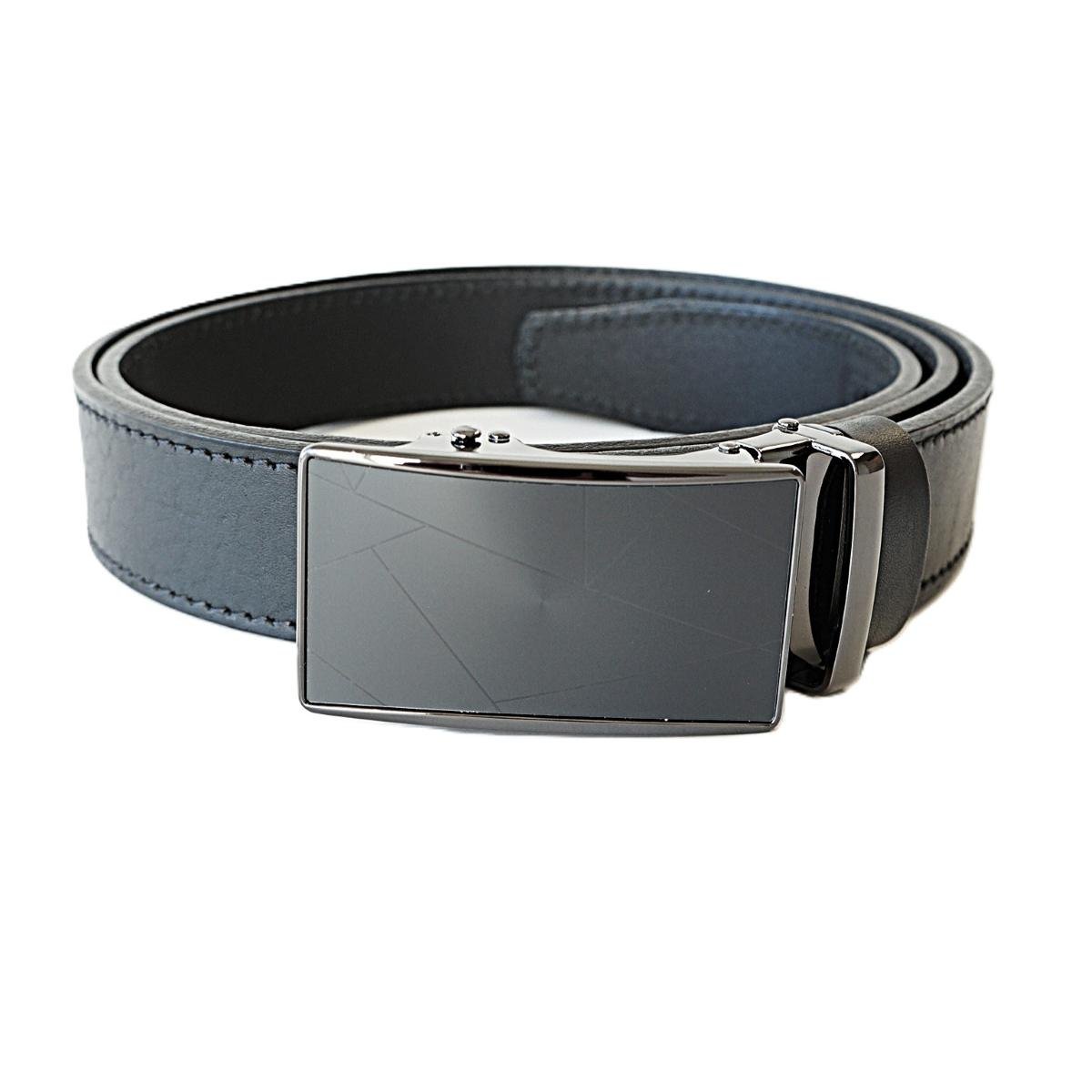 Prabangus juodas odinis vyriškas diržas su automatine sagtimi 3,5 cm - Vilnius Fashion Belts
