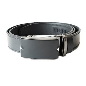 Prabangus juodas odinis vyriškas diržas su automatine sagtimi 3,5 cm Vilnius Fashion Belts