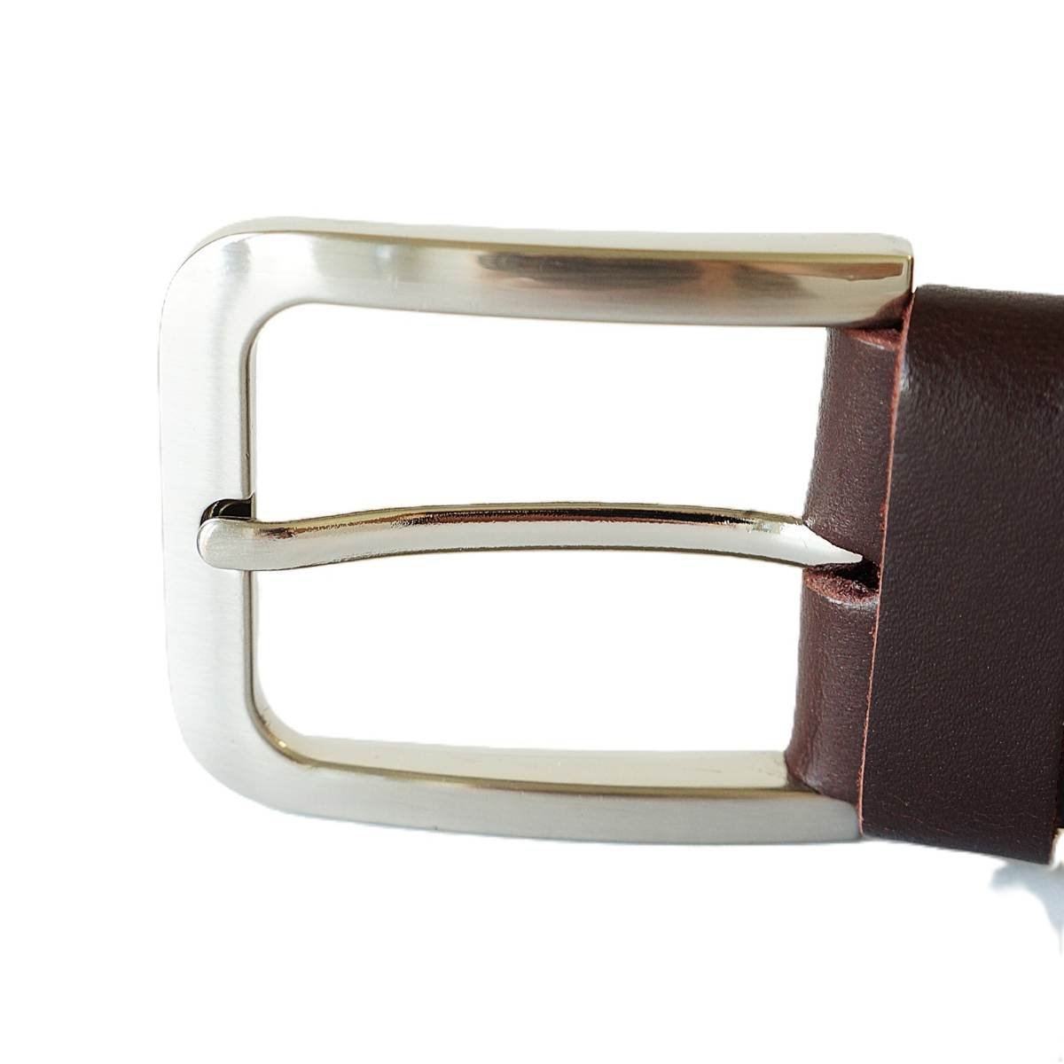Tamsiai rudas odinis vyriškas diržas su raštu 3,5 cm - Vilnius Fashion Belts - sagtis