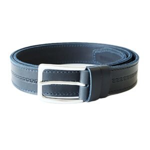 Tamsiai mėlynas odinis vyriškas diržas su raštu 3,5 cm - Vilnius Fashion Belts