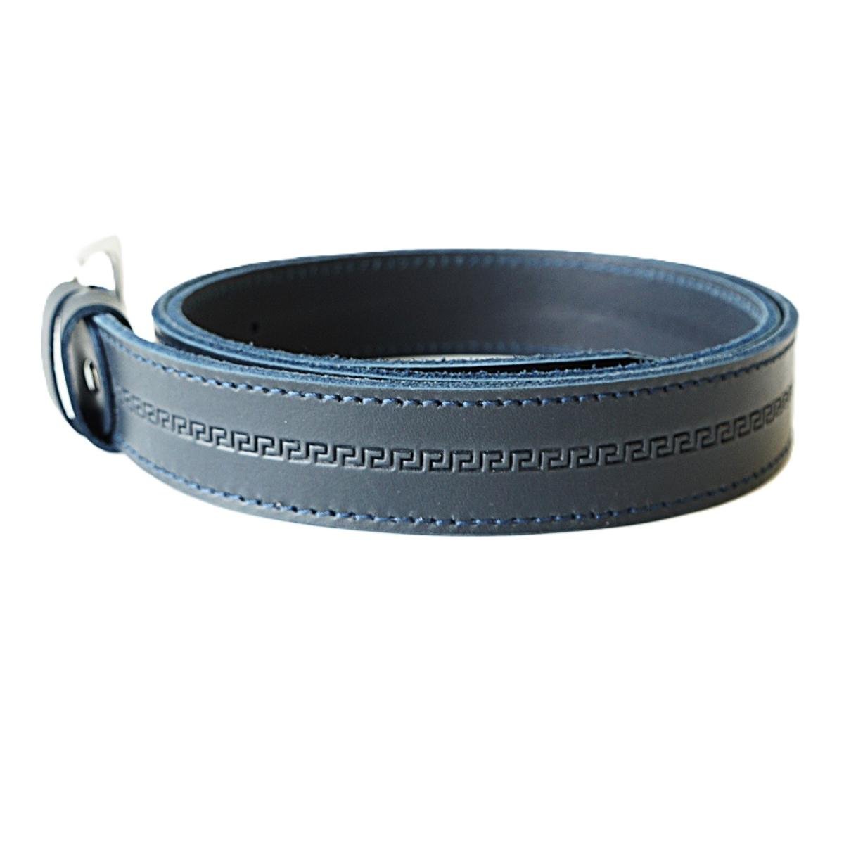 Tamsiai mėlynas odinis vyriškas diržas su raštu 3,5 cm - Vilnius Fashion Belts - odos tekstūra