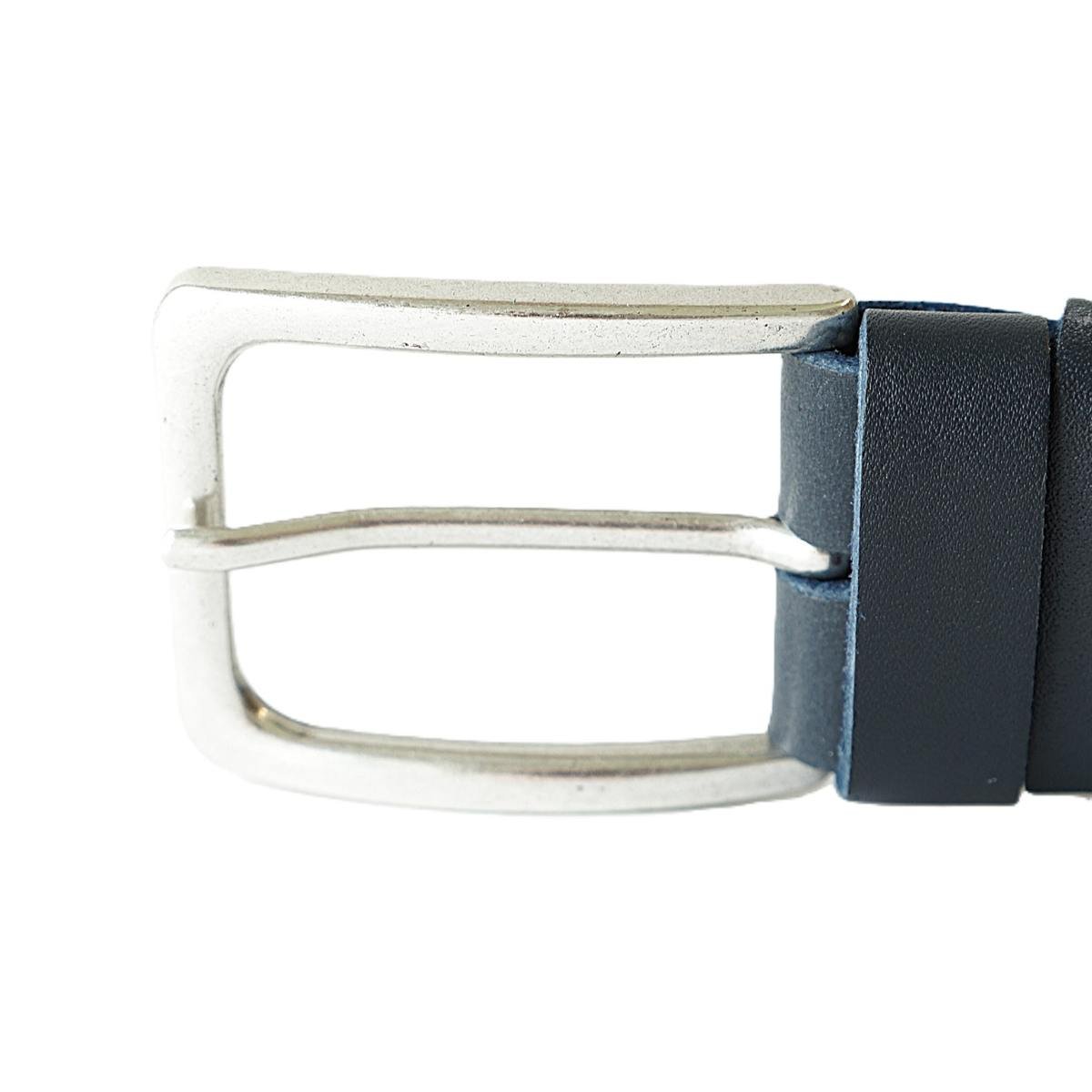 Tamsiai mėlynas odinis vyriškas diržas su raštu 3,5 cm - Vilnius Fashion Belts - sagtis