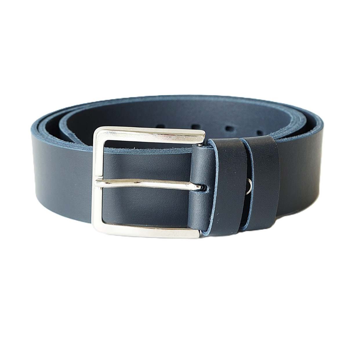 Tamsiai mėlynas platus odinis vyriškas diržas 4cm - Vilnius Fashion Belts
