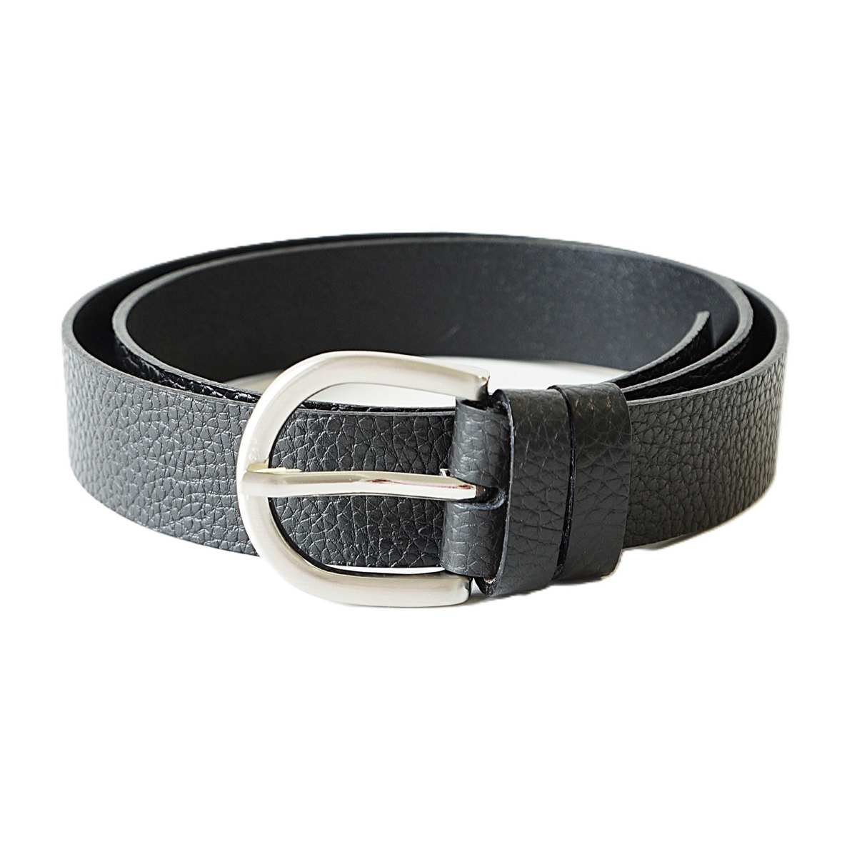 Minkštos odos juodas moteriškas diržas M30010 Black su grublėta odos tekstūra (3 cm)